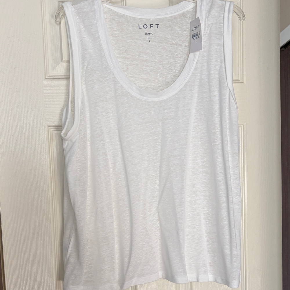LOFT Classic White Sleeveless Tank Top